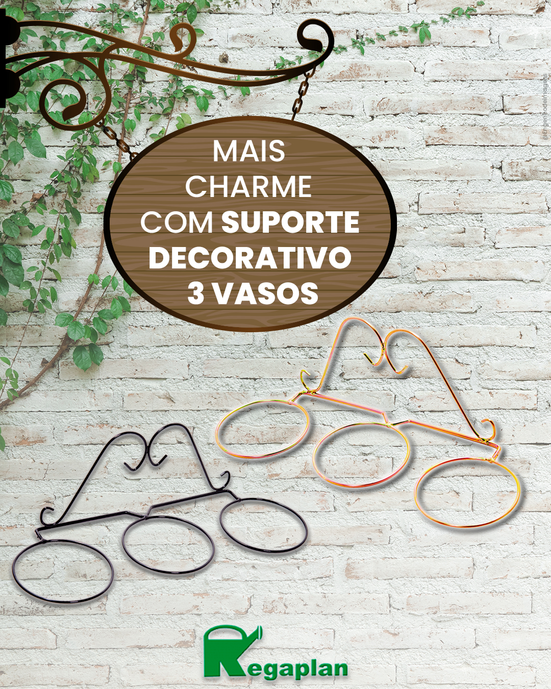 Transforme seu espaço com o SUPORTE DECORATIVO 3 VASOS da Regaplan!